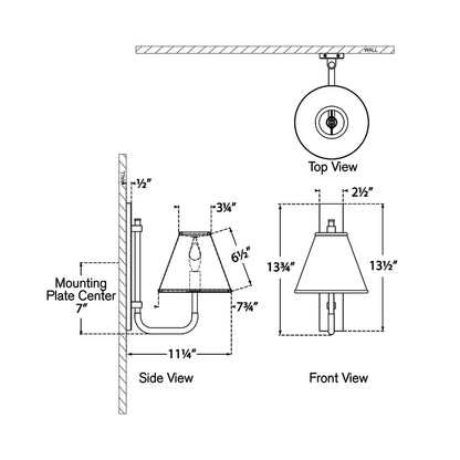 Rigby LED Wall Light - line drawing.