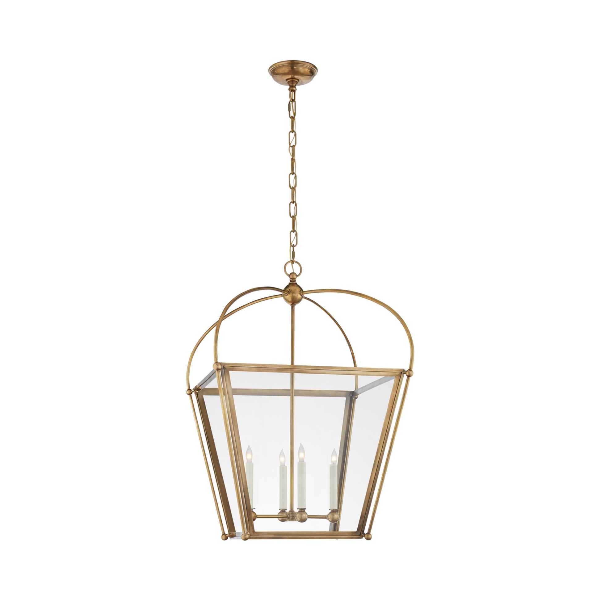 Riverside Lantern Pendant Light in Antique-Burnished Brass (Medium).