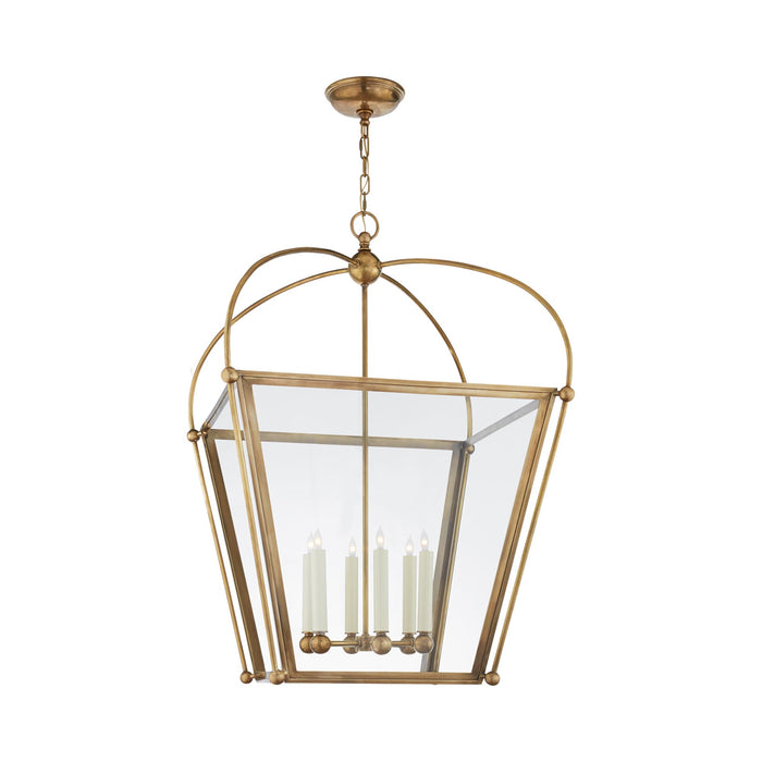 Riverside Lantern Pendant Light in Antique-Burnished Brass (Large).
