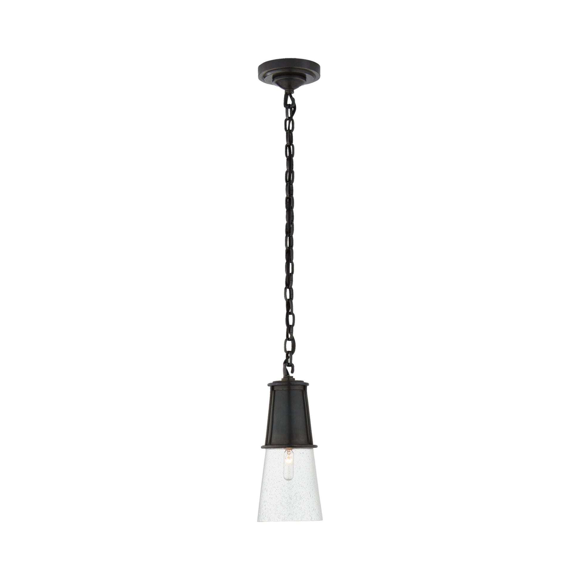 Robinson Pendant Light in Bronze/Seeded Glass (Small).