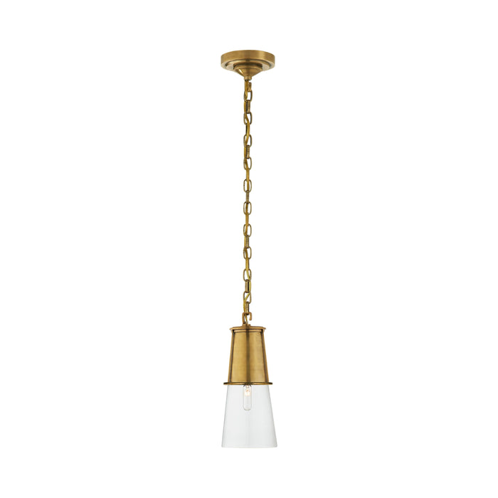 Robinson Pendant Light in Hand-Rubbed Antique Brass/Clear Glass (Small).