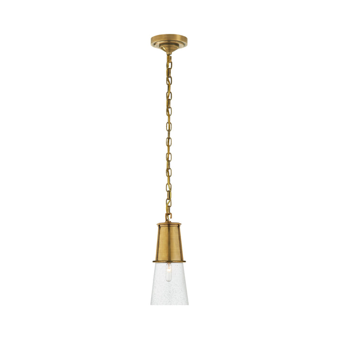 Robinson Pendant Light in Hand-Rubbed Antique Brass/Seeded Glass (Small).
