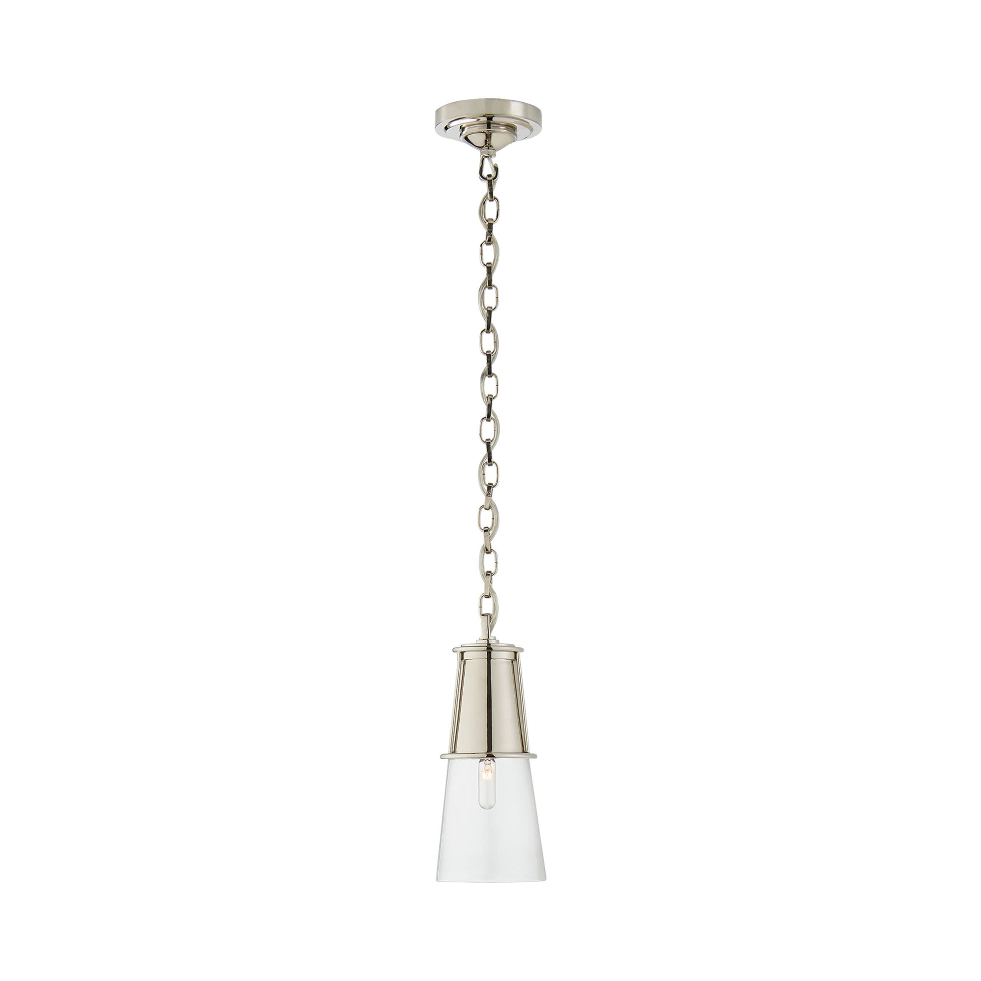 Robinson Pendant Light in Polished Nickel/Clear Glass (Small).
