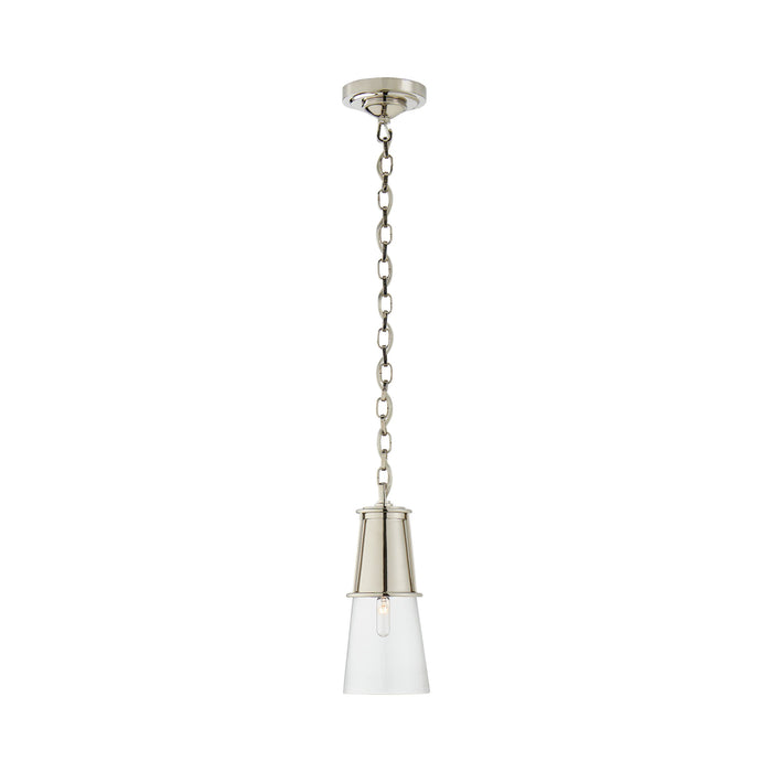 Robinson Pendant Light in Polished Nickel/Clear Glass (Small).