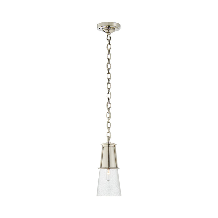 Robinson Pendant Light in Polished Nickel/Seeded Glass (Small).