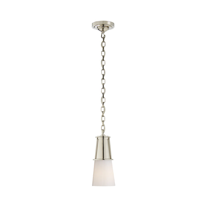 Robinson Pendant Light in Polished Nickel/White Glass (Small).