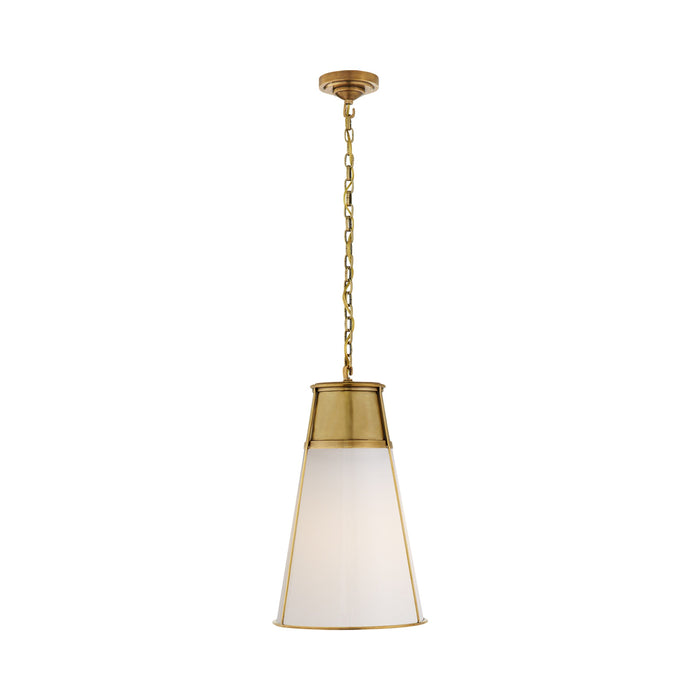 Robinson Pendant Light in Hand-Rubbed Antique Brass/White Glass (Large).
