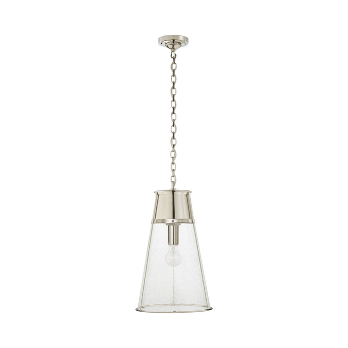 Robinson Pendant Light in Polished Nickel/Seeded Glass (Large).
