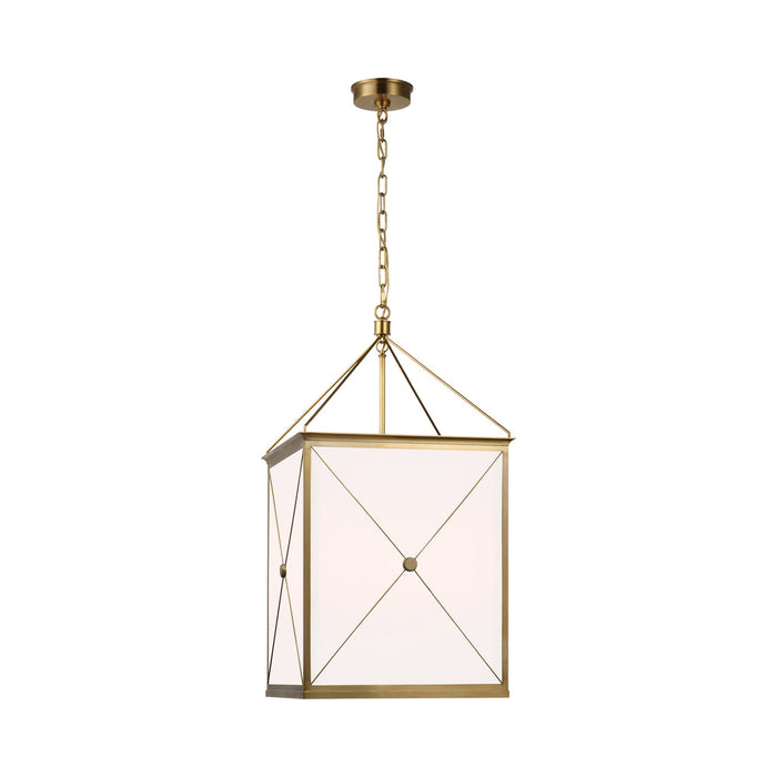 Rossi LED Pendant Light in Antique-Burnished Brass/White Glass.
