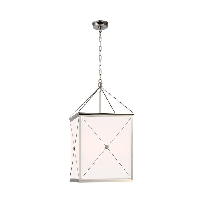 Rossi LED Pendant Light in Polished Nickel/White Glass.