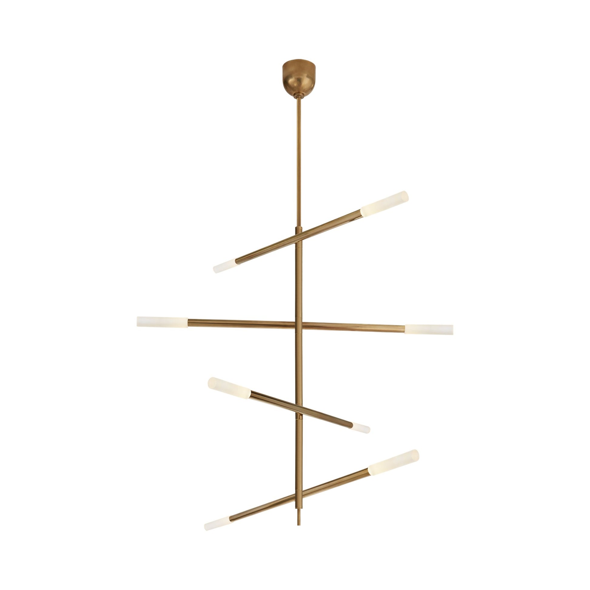 Rousseau Articulating LED Chandelier in Antique-Burnished Brass/Etched Crystal (Large).