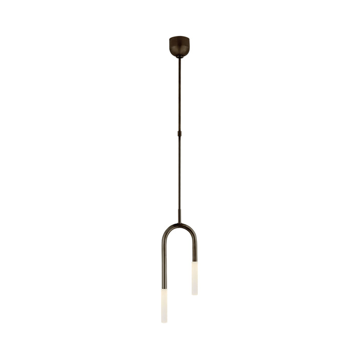 Rousseau Asymmetric LED Pendant Light in Bronze/Etched Crystal.