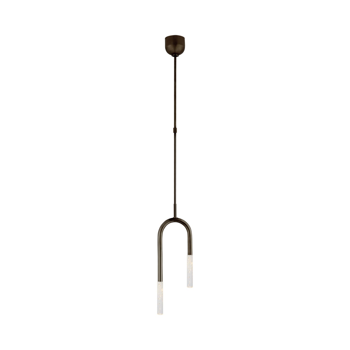 Rousseau Asymmetric LED Pendant Light in Bronze/Seeded Glass.