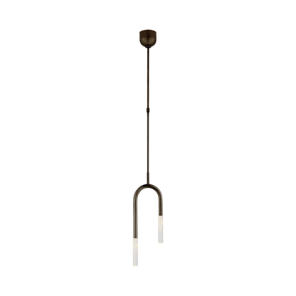 Rousseau Asymmetric LED Pendant Light in Bronze/Seeded Glass.
