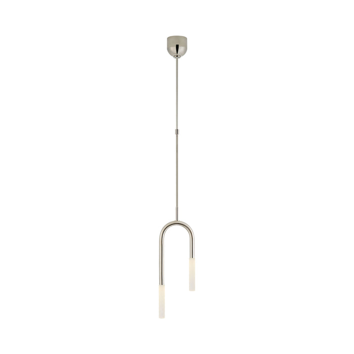 Rousseau Asymmetric LED Pendant Light in Polished Nickel/Etched Crystal.