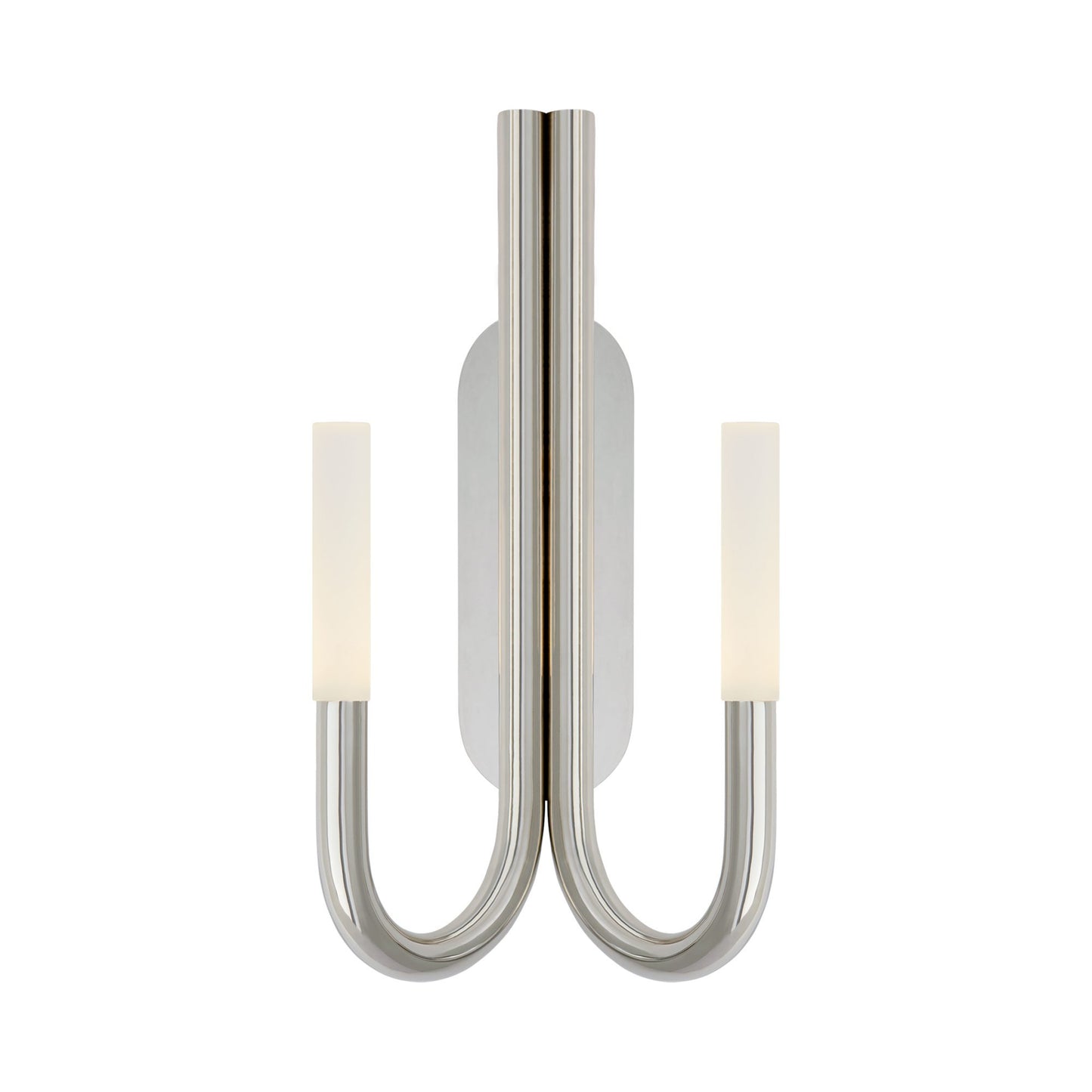 Rousseau Double LED Wall Light in Polished Nickel/Etched Crystal.