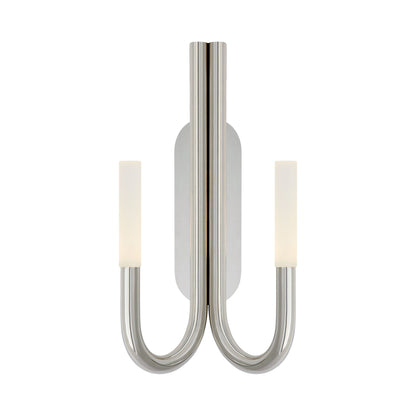 Rousseau Double LED Wall Light in Polished Nickel/Etched Crystal.