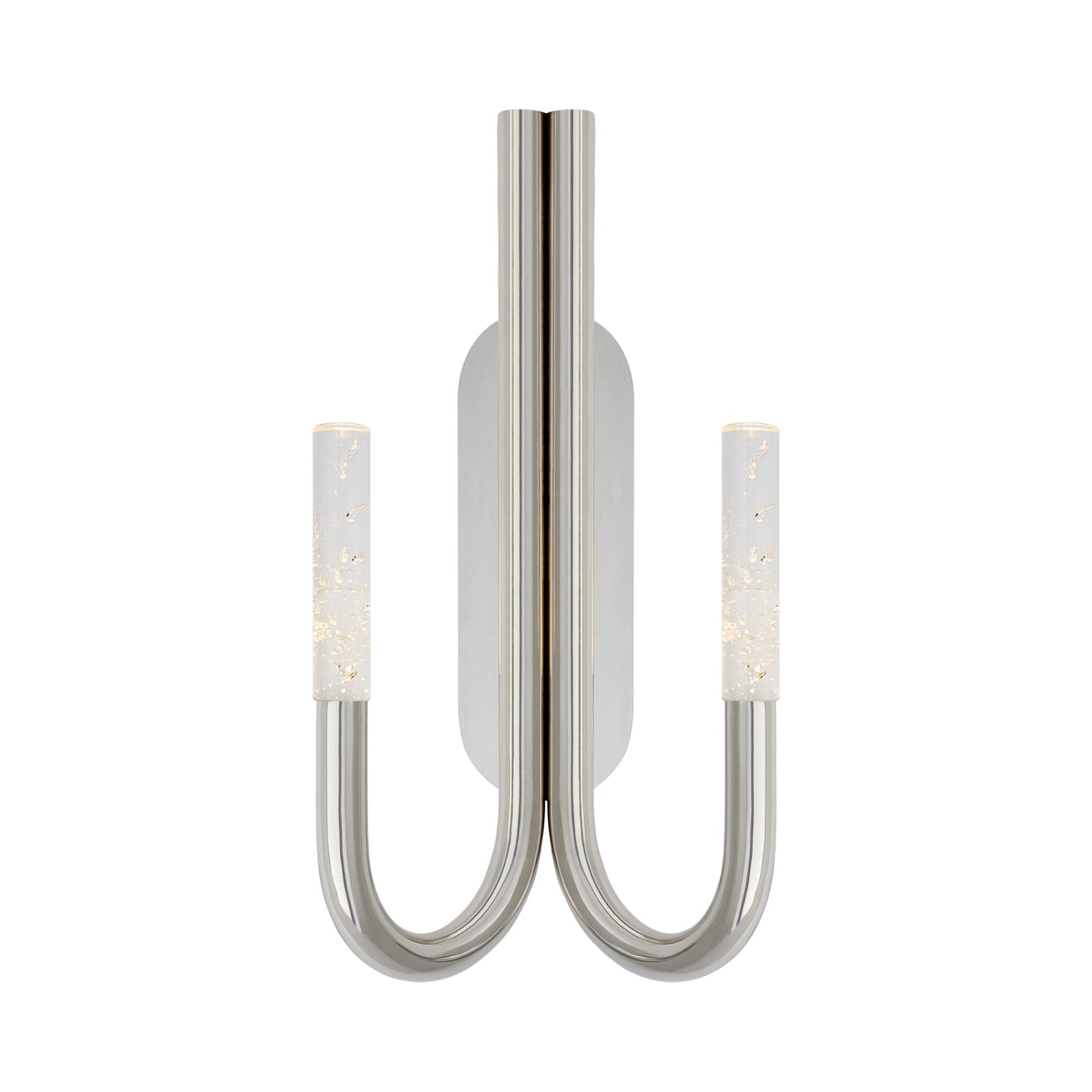 Rousseau Double LED Wall Light in Polished Nickel/Seeded Glass.