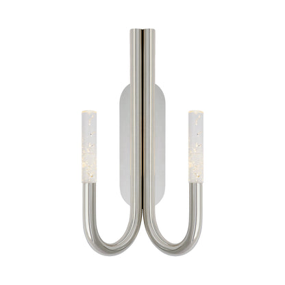 Rousseau Double LED Wall Light in Polished Nickel/Seeded Glass.