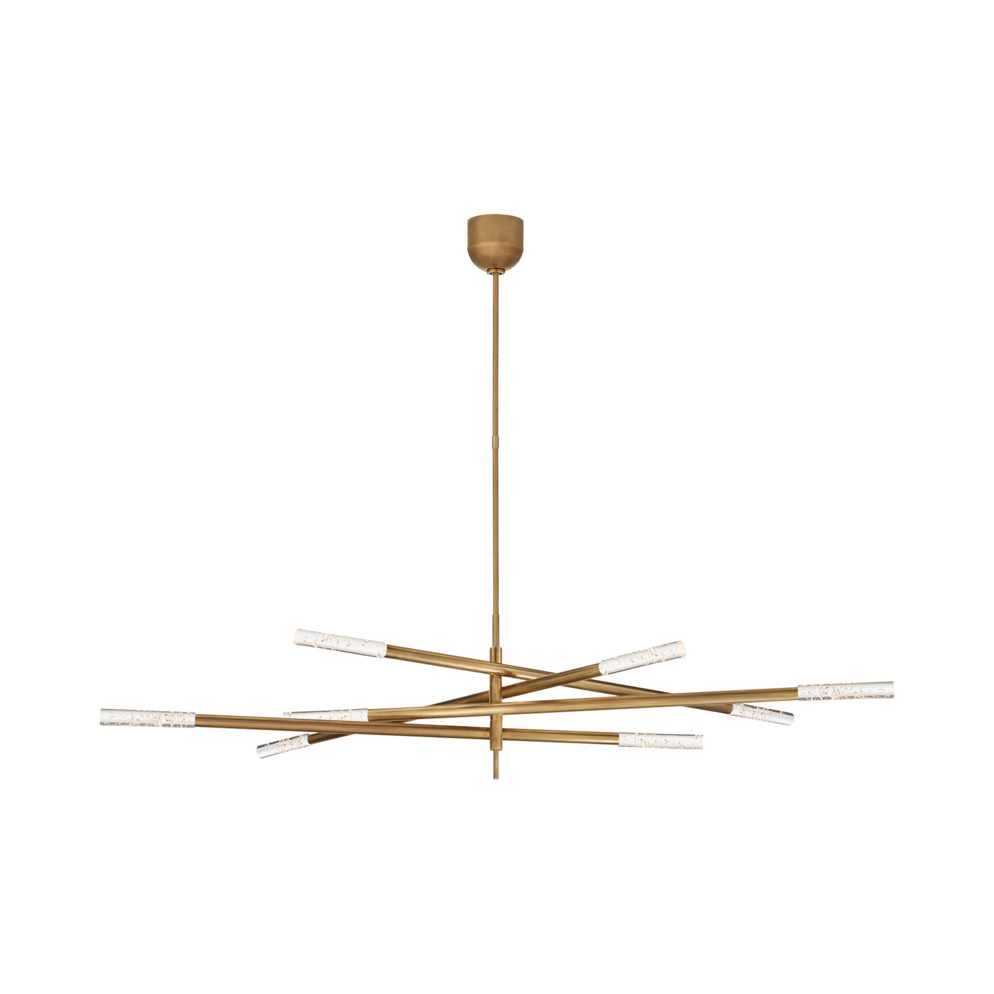 Rousseau Grande LED Chandelier in Antique-Burnished Brass/Seeded Glass (8-Light).