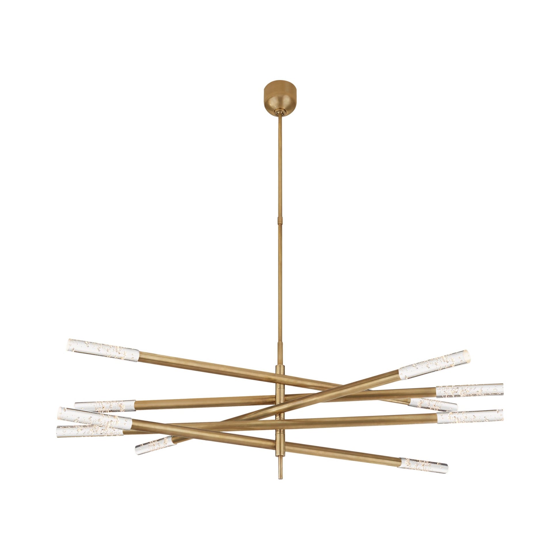 Rousseau Grande LED Chandelier in Antique-Burnished Brass/Seeded Glass (10-Light).