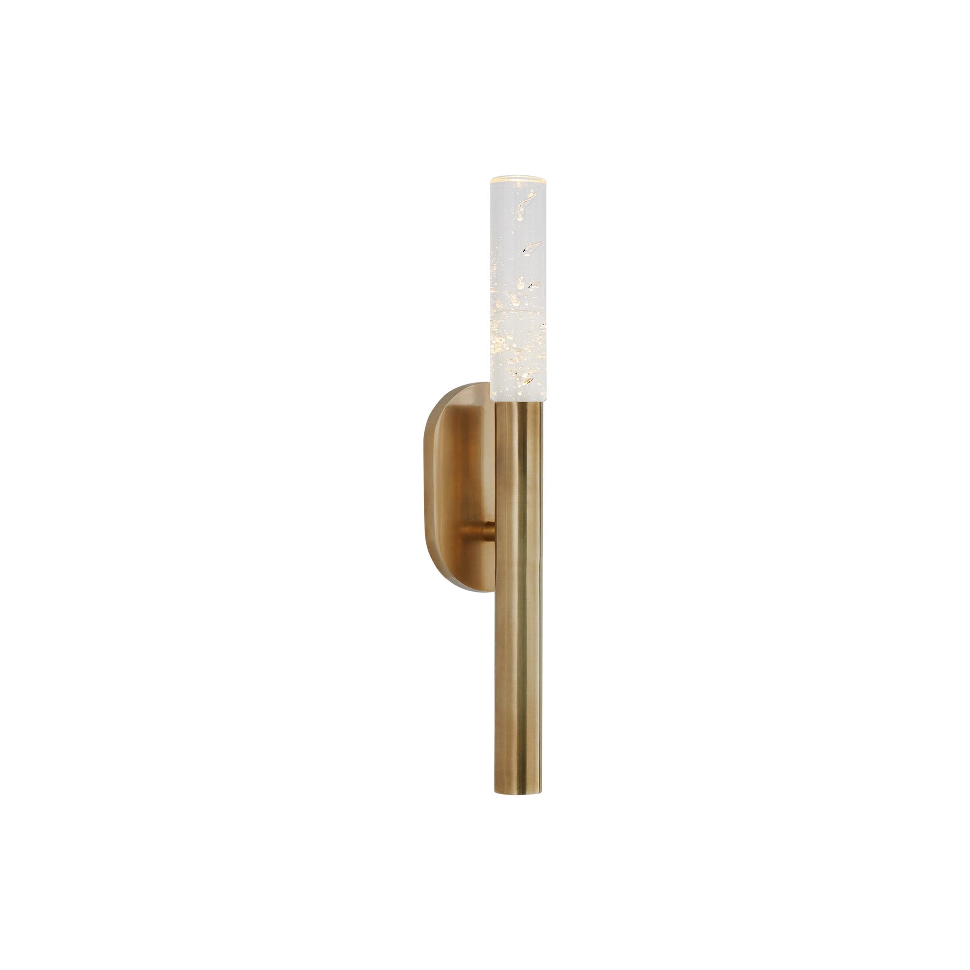 Rousseau LED Bath Wall Light in Antique-Burnished Brass/Seeded Glass (14-inch).