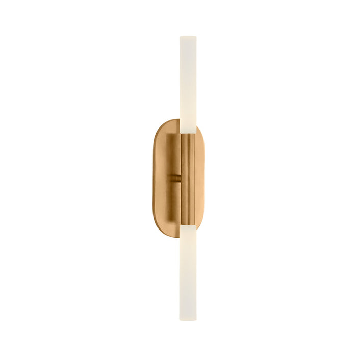 Rousseau LED Bath Wall Light in Antique-Burnished Brass/Etched Crystal (2-Light/Medium).