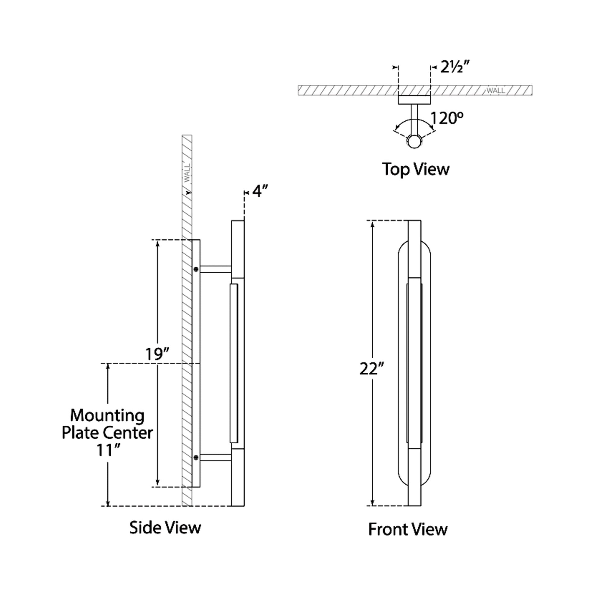 Rousseau LED Wall Light - line drawing.