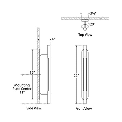 Rousseau LED Wall Light - line drawing.