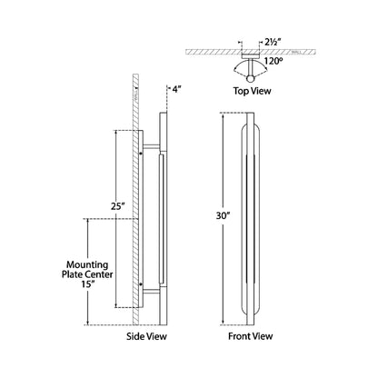 Rousseau LED Wall Light - line drawing.