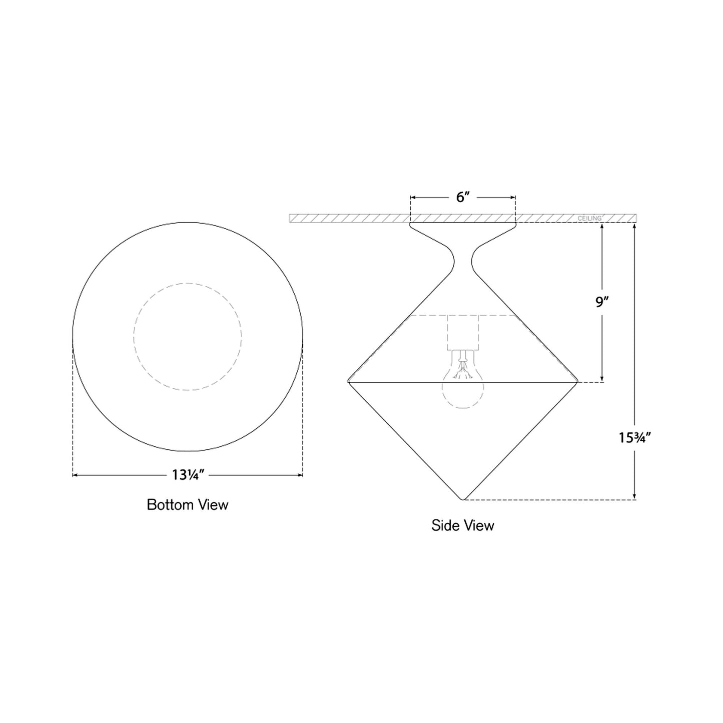 Sarnen LED Flush Mount Ceiling Light - line drawing.