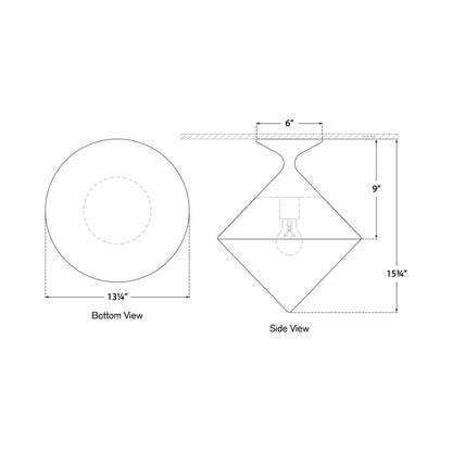 Sarnen LED Flush Mount Ceiling Light - line drawing.