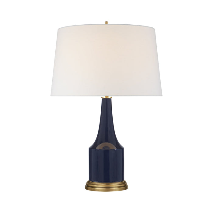 Sawyer Table Lamp in Midnight Blue Porcelain/Linen.