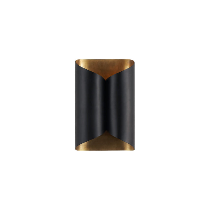 Selfoss Wall Light in Black/Hand-Rubbed Antique Brass (Small).