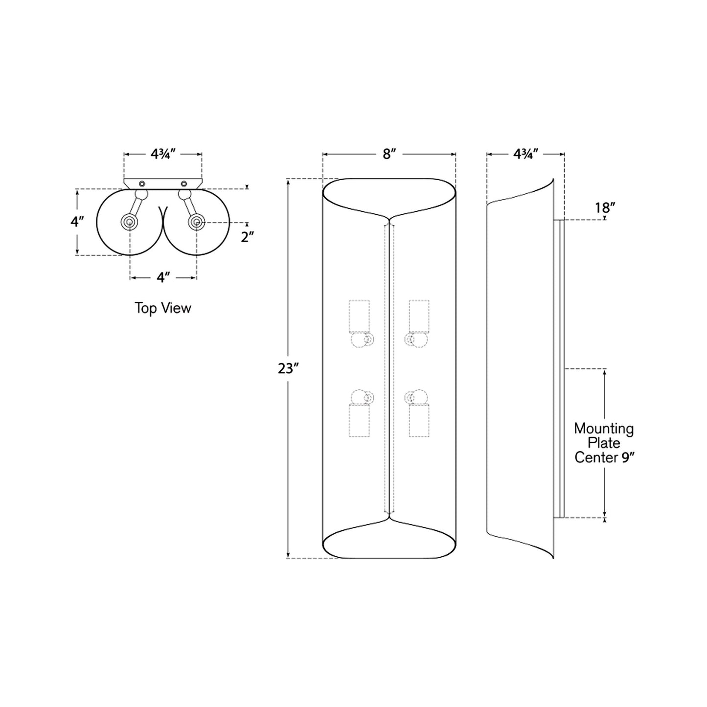 Selfoss Wall Light - line drawing.