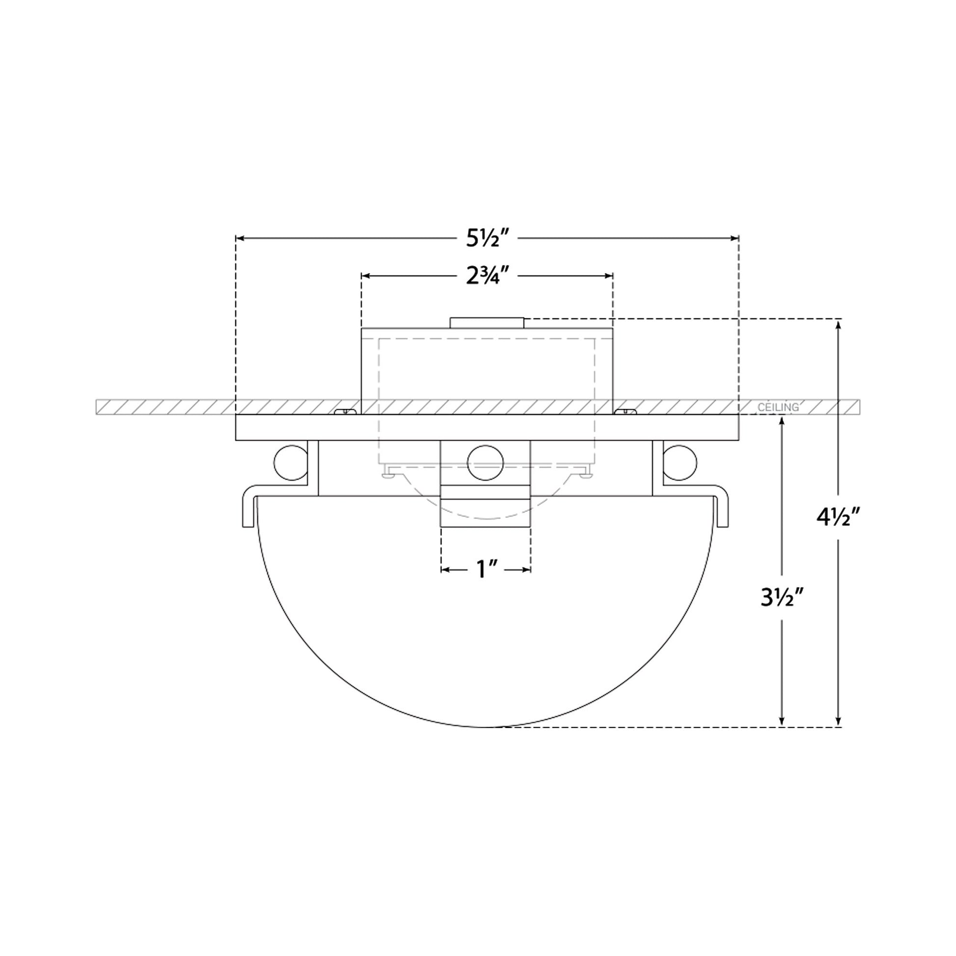 Serein Flush Mount Ceiling Light - line drawing.