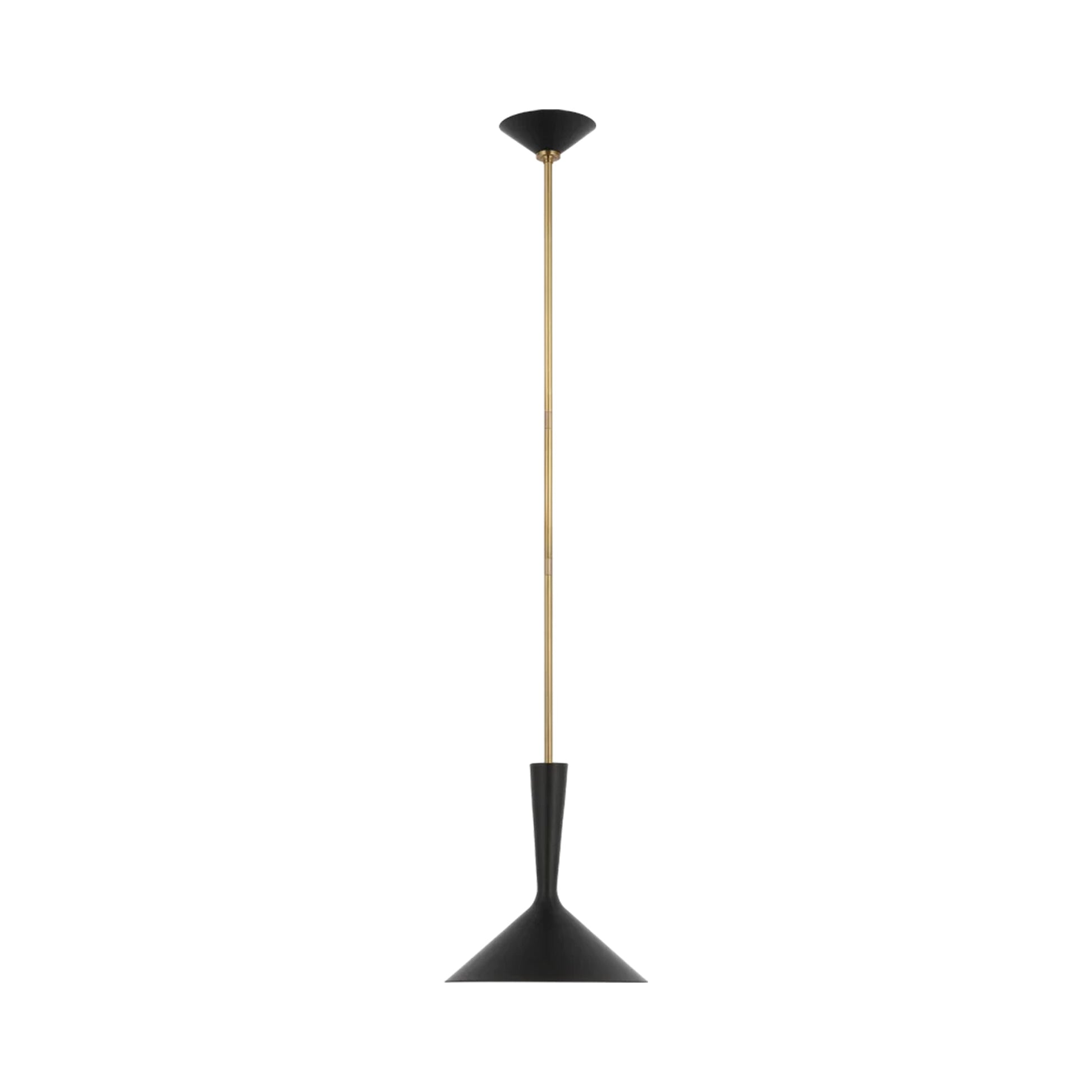 Rosetta Pendant Light in Matte Black And Hand-Rubbed Antique Brass (Medium).