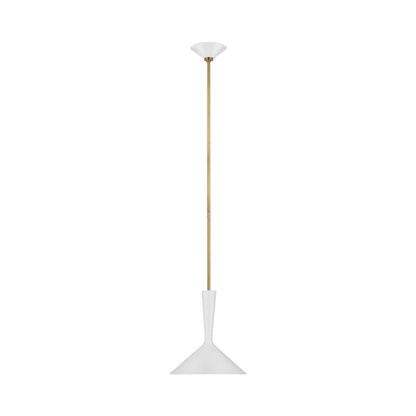 Rosetta Pendant Light in Matte White And Hand-Rubbed Antique Brass (Medium).