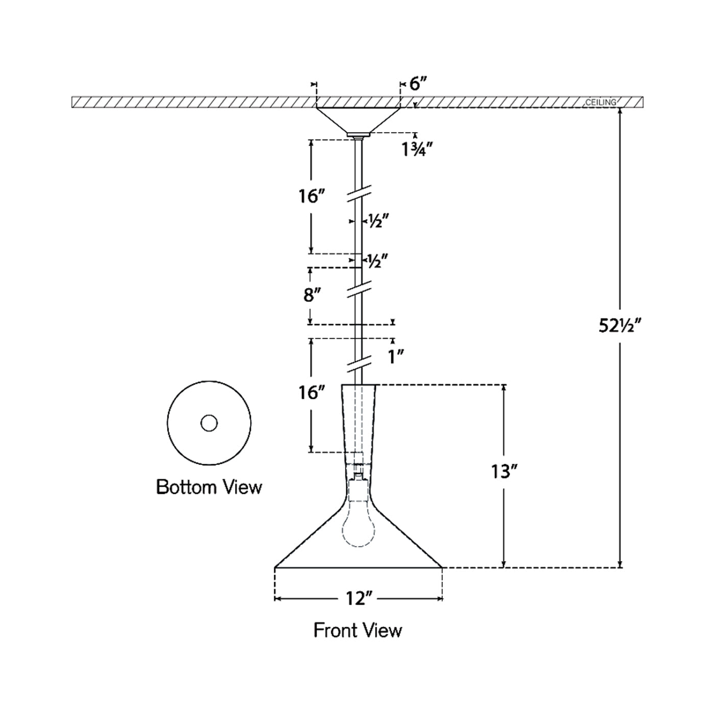 Rosetta Pendant Light - line drawing.