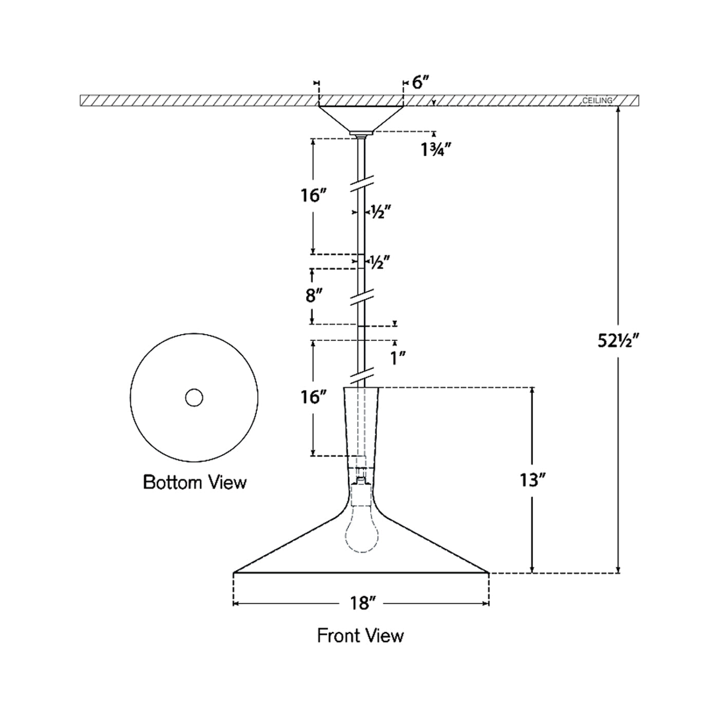 Rosetta Pendant Light - line drawing.