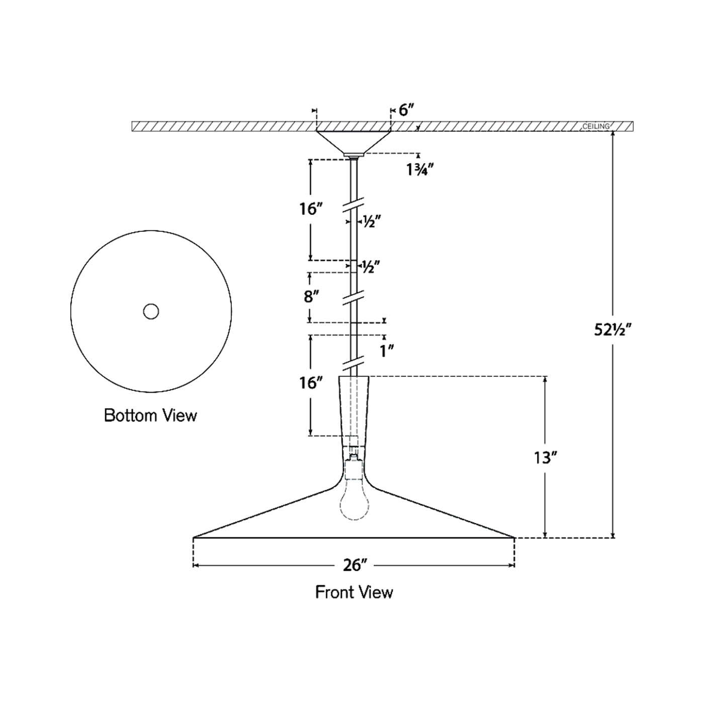 Rosetta Pendant Light - line drawing.