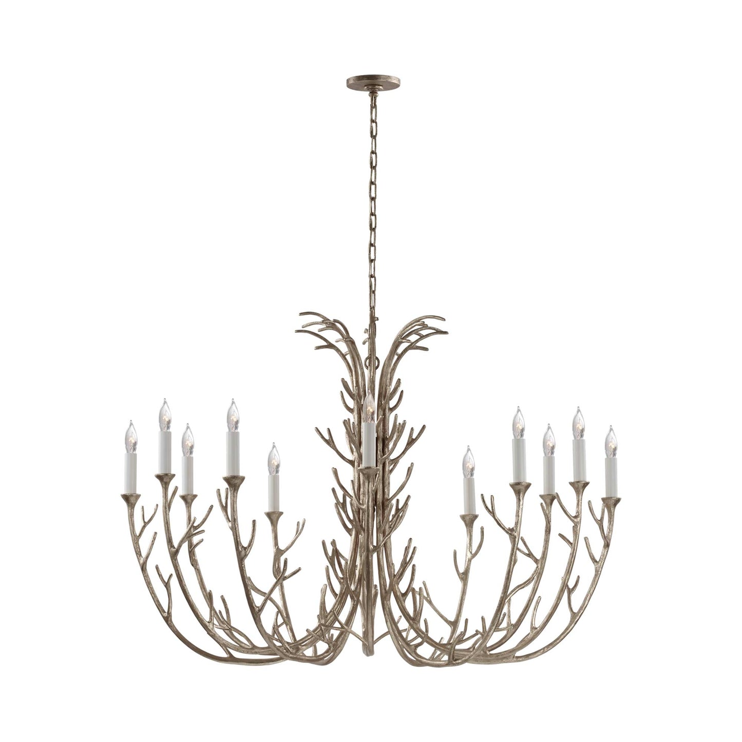 Silva Chandelier in Burnished Silver Leaf.
