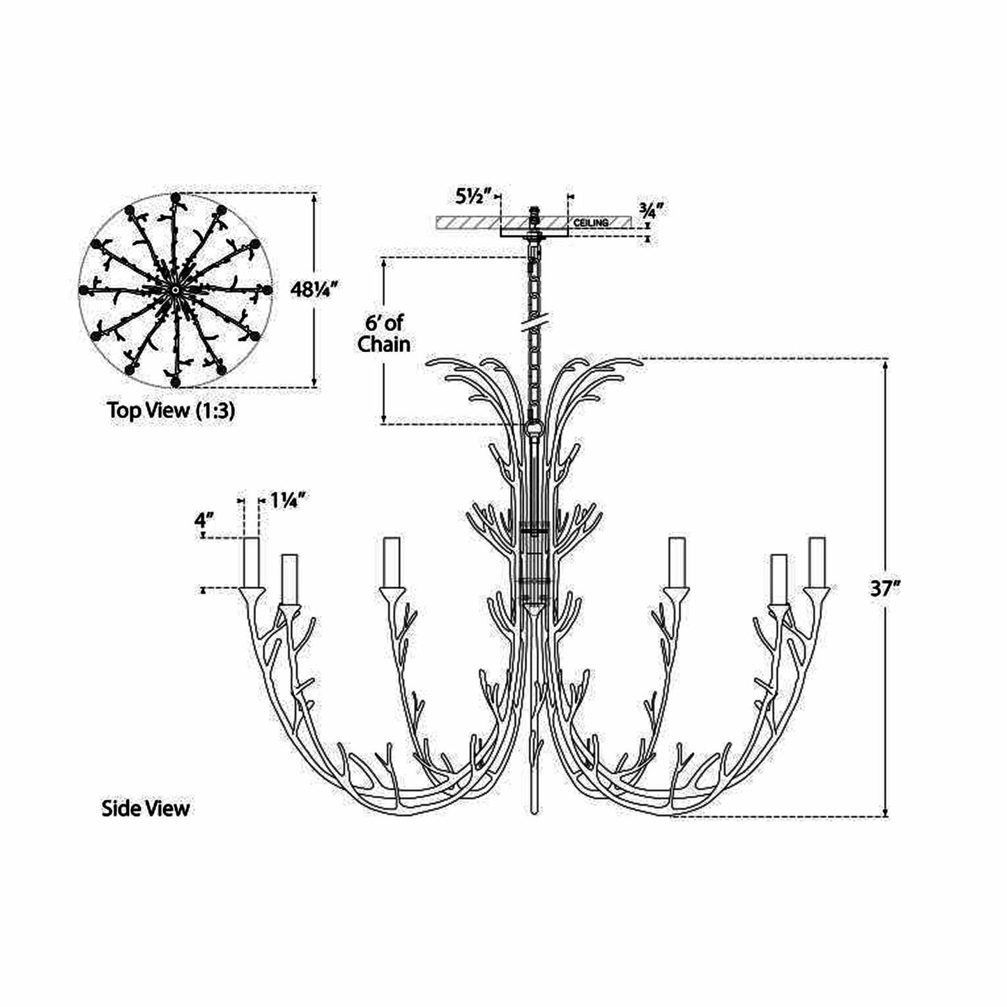 Silva Chandelier - line drawing.