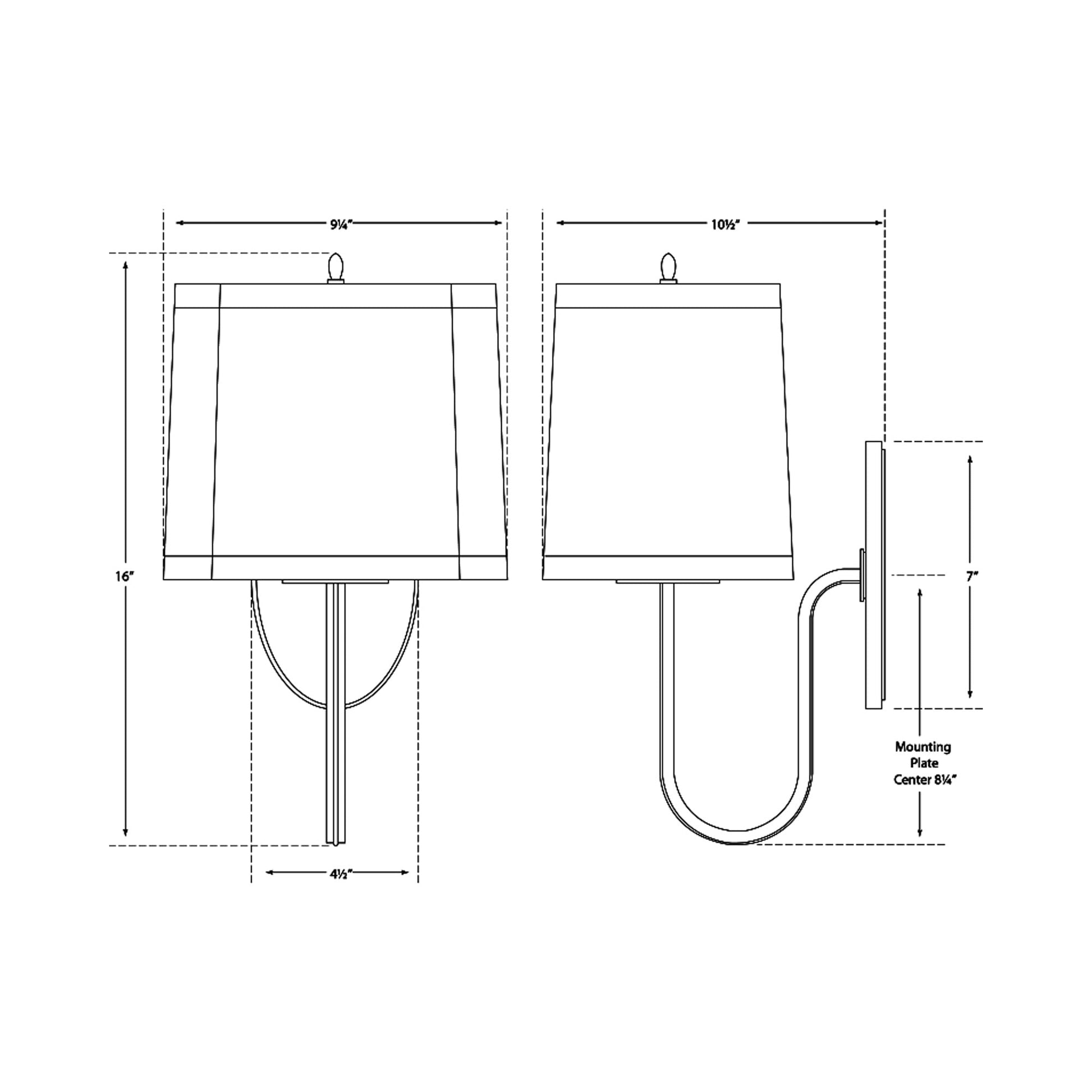 Simple Scallop Wall Light - line drawing.