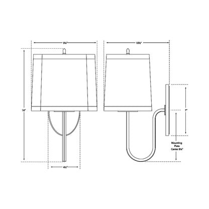Simple Scallop Wall Light - line drawing.
