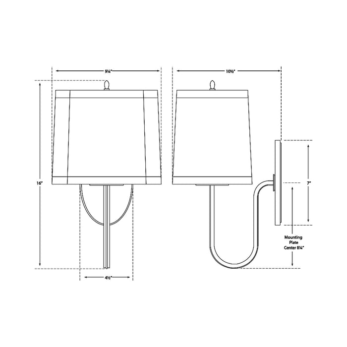 Simple Scallop Wall Light - line drawing.