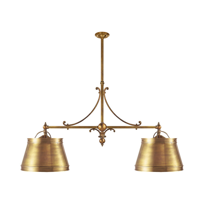Sloane Double Shop Pendant Light in Antique-Burnished Brass/Antique-Burnished Brass.
