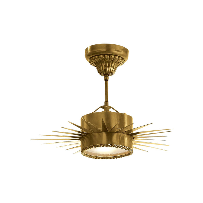 Soleil Semi Flush Ceiling Light in Hand-Rubbed Antique Brass (Small).