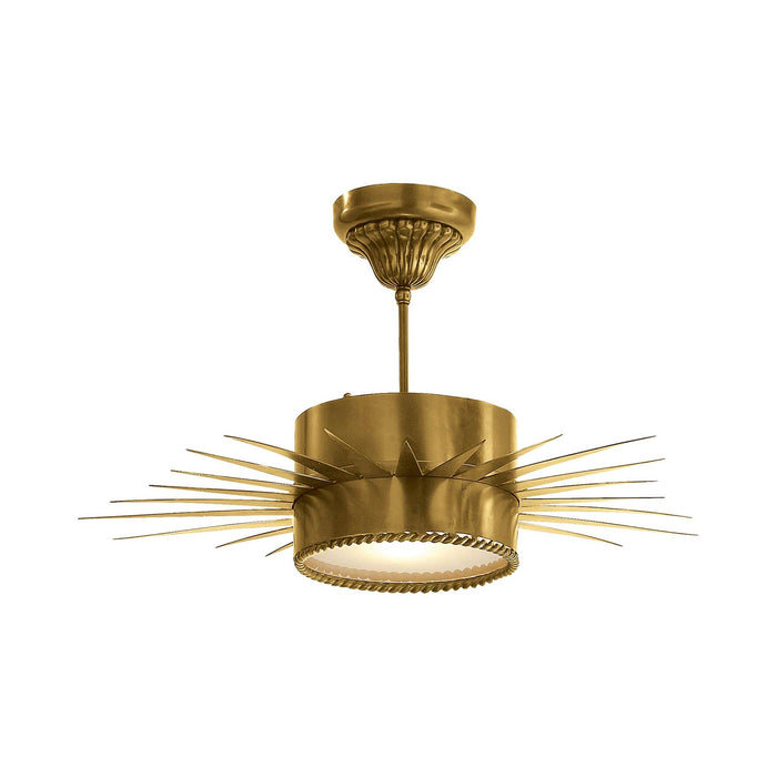 Soleil Semi Flush Ceiling Light in Hand-Rubbed Antique Brass (Medium).