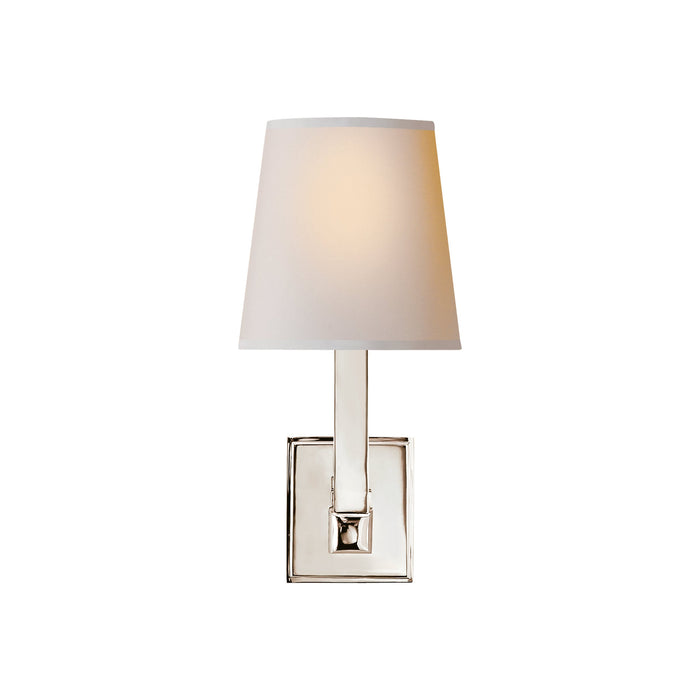 Square Tube Wall Light in Polished Nickel/Natural Paper (Single).